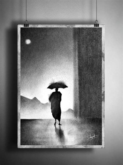 Man Walking in Rain - Charcoal Painting on Behance