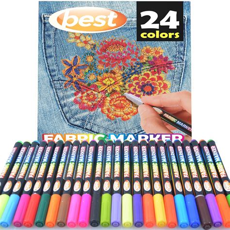 Best Fabric Markers (PACK OF 24 PENS) Non-Toxic - Set of 24 Individual Colors - NO DUPLICATES ...