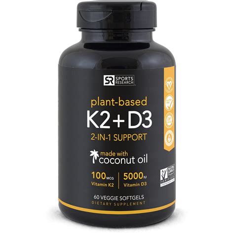 Vitamin K2 + D3 with Organic Coconut Oil for Better Absorption | 2-in-1 ...