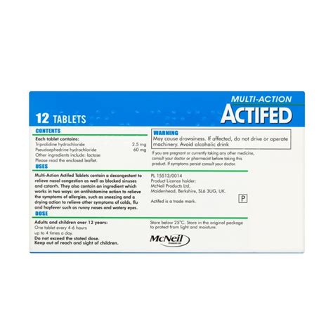 Actifed 60mg/2.5mg Tablets 12 Pack | Inish Pharmacy | Ireland