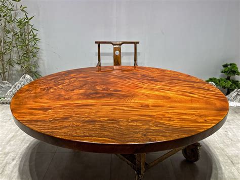 Monkey Pod round wood dining table, south America walnut round wood di – SlabstudioHongKong