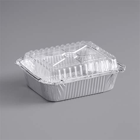 Choice 1 lb. Oblong Foil Take-Out Container with Dome Lid - 500/Case