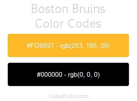 Boston Bruins Colors - Hex and RGB Color Codes