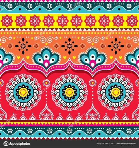 Pakistani Indian Truck Art Design Jingle Trucks Seamless Vector Pattern ...