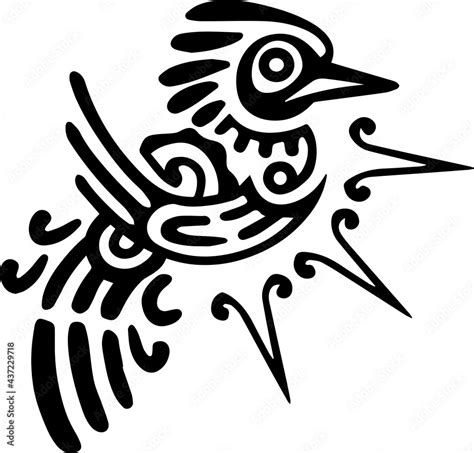 Simple bird tattoo trible. Aztec sign isolated ancient religious symbol ...