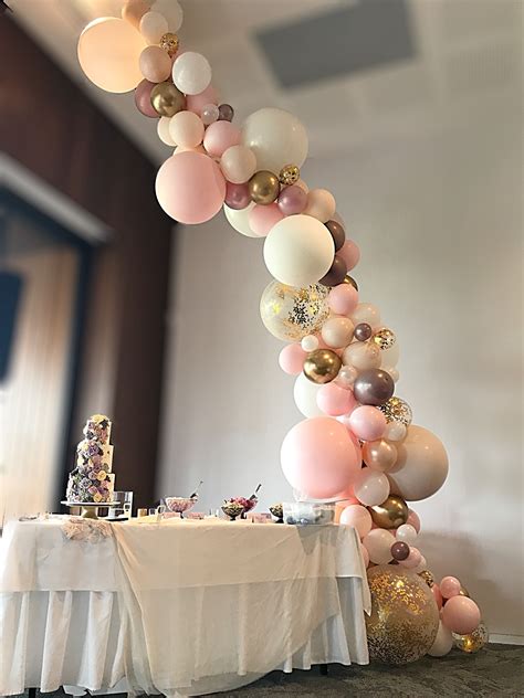 Blush, gold, confetti and mauve wedding organic balloon garland Stylish Soiree… | Décoration ...