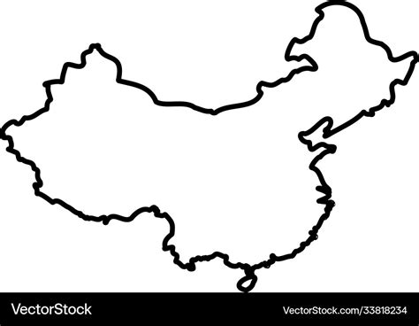 China - solid black outline border map country Vector Image