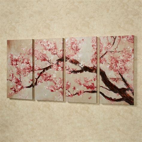 Cherry Blossom Tree Quadtych Canvas Art Set