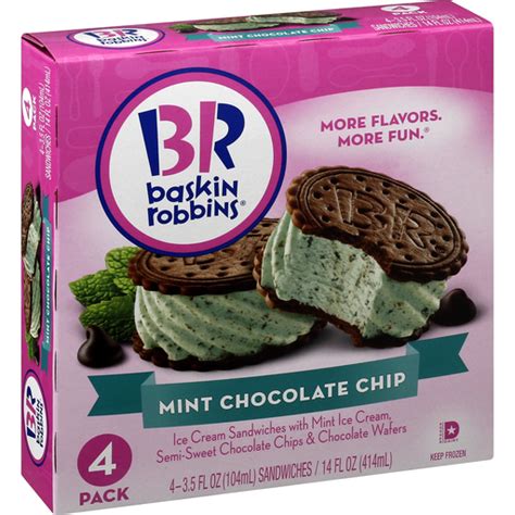 Baskin Robbins Ice Cream Sandwich Mint Chocolate Chip - 4 PK | Ice Cream, Treats & Toppings ...