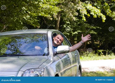 Man waving hand from car stock photo. Image of learn, auto - 5689116