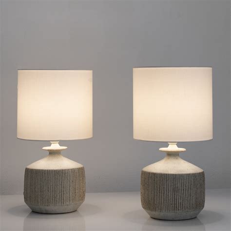 Pair of ceramic bedside table lamps by Bruno Gambone, 1970s | #228434