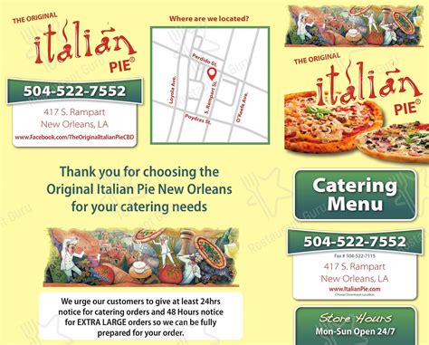 Menu at The Original Italian Pie restaurant, Slidell, Gause Blvd