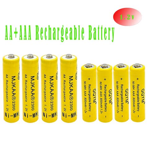 4PCS 1.2V Ni MH AA + 4PCS AAA Rechargeable Battery 2A 2300mAh 3A 800mAh Neutral Rechargeable ...