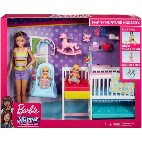 Barbie Skipper Babysitters Inc Nap 'n' Nurture Nursery Dolls and Playset | Baby barbie, Barbie ...