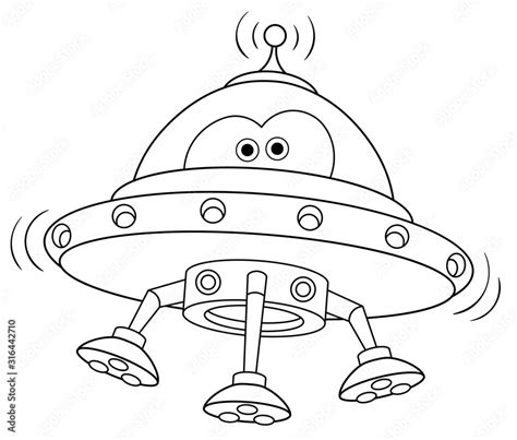 coloring page with UFO alien space ship Stock Vector | Adobe Stock