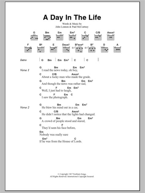 A Day In The Life by The Beatles - Guitar Chords/Lyrics - Guitar Instructor