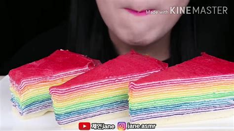 Jane asmr crepe cake (bites only) - YouTube