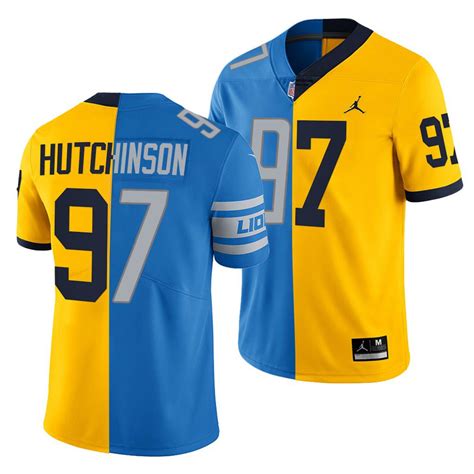 Aidan Hutchinson 2022 NFL Draft Lions X Wolverines #97 Blue Gold Split ...