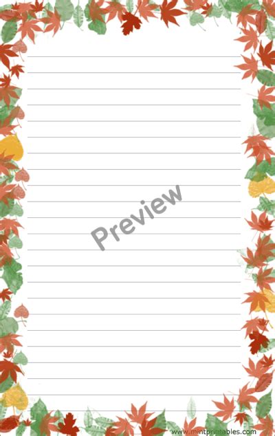 Printable Stationery Set with Autumn Leaves