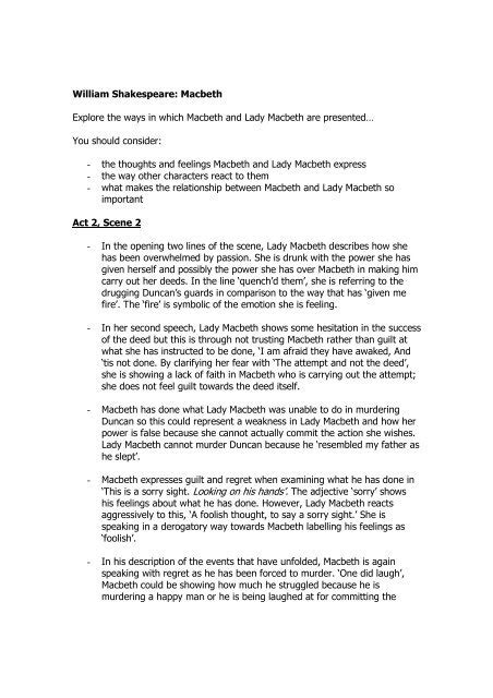 Macbeth Act 2, Scene 2 and Scene 3 Notes - Sir Thomas Boughey ...