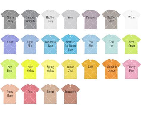 Anvil 980 Color Chart Mockup Anvil Mockup Every Color - Etsy