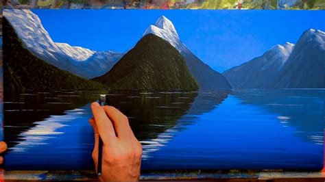 Painting Mountains with Water Reflections - In Acrylics - YouTube