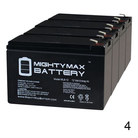 12V 9Ah SLA Battery Replacement for APC Back-UPS Pro 1500 - 4 Pack ...