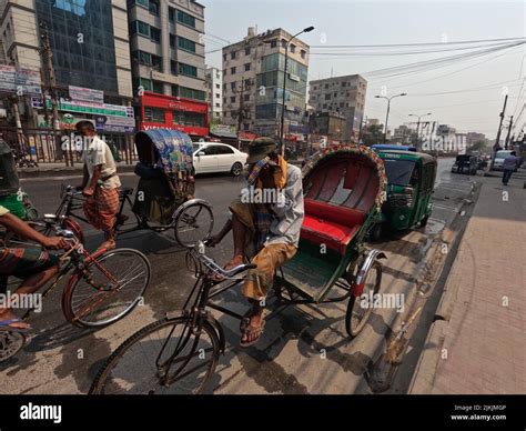 A beautiful shot of many Rickshaw Pullers transporting, Lifestyle of Dhaka City People in ...