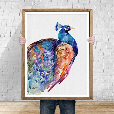 PEACOCK Watercolor Bird Print Bird Art Print Peacock Painting - Etsy