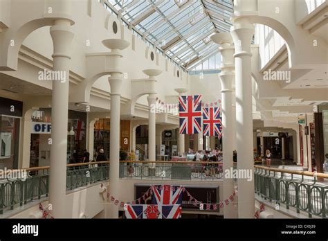 Street scene inside Royal Victoria Place undercover shopping centre in Wealden town of Royal ...