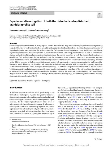 Experimental investigation of both the disturbed and undisturbed ...