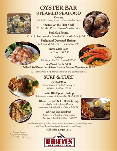 Tarboro Oyster Bar Menu