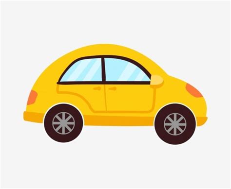 a small yellow car with wheels on it's side, in front of a white background