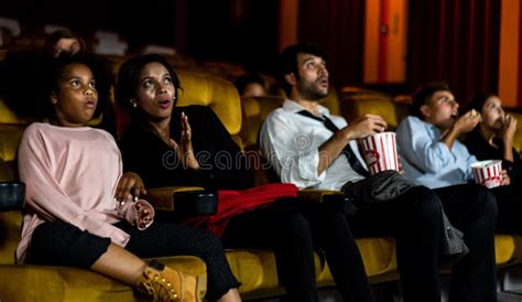 Shocked Audience Watching a Horror Movie Stock Image - Image of entertainment, movie: 202397787