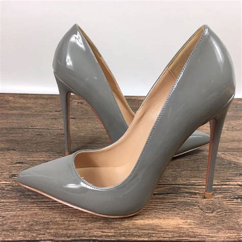 New women's high heels gray high heels PU shoes brand Ms. 10cm12cm high heels-in Women's Pumps ...