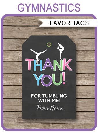 Gymnastics Party Favor Tags template (With images) | Gymnastics party favors, Gymnast birthday ...