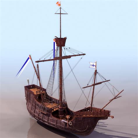 1500s Spain three-masted sailing ship 3d model 3DS files free download ...