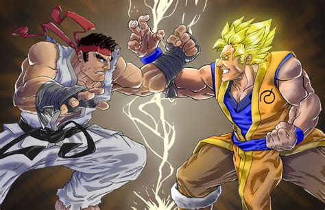 ArtStation - Ryu vs Goku Rocky Wendrock | Goku, Anime, Ryu