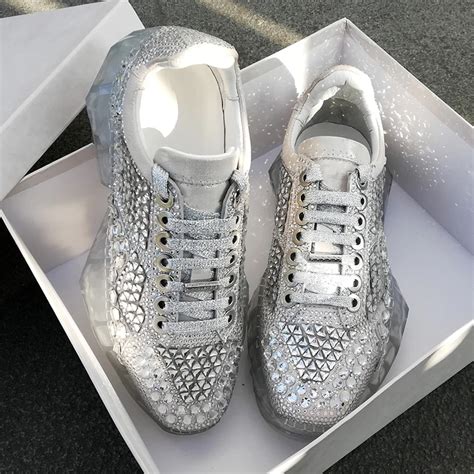 Luxury Brand Women Casual Shoes Bling Rhinestone Lace Up Flats Shoes Runway Trainers Sneakers ...