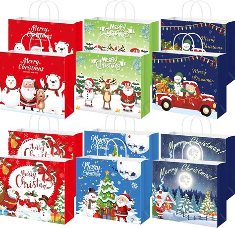 Amazon.com: Yeaqee 60 Pcs Large Christmas Paper Gift Bags Bulk ...