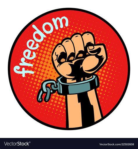 Freedom hand torn chain icon symbol circle emblem Vector Image