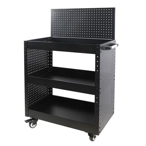 WORKPRO Rolling Service Utility Cart with Steel Pegboard Storage, Tool ...