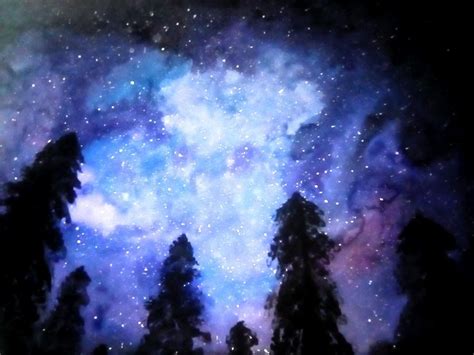 Galaxy | Night sky painting, Sky painting, Tree art