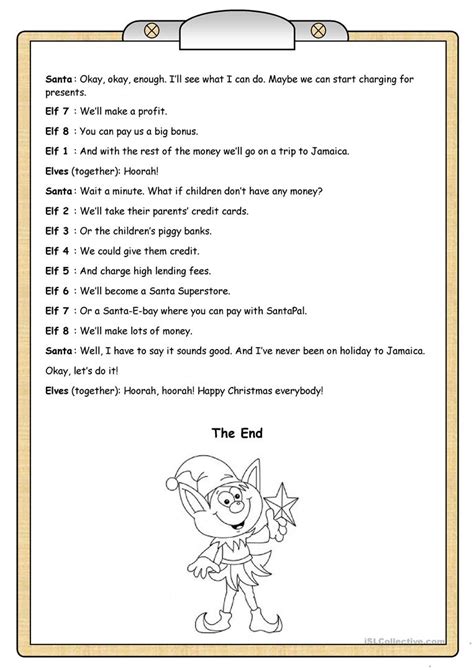 Short Plays (1): Elves on Strike - English ESL Worksheets | Play scripts for kids, Short play ...