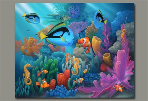 Friends of the Sea by artist David Miller | Sea painting, Under the sea drawings, Sea drawing