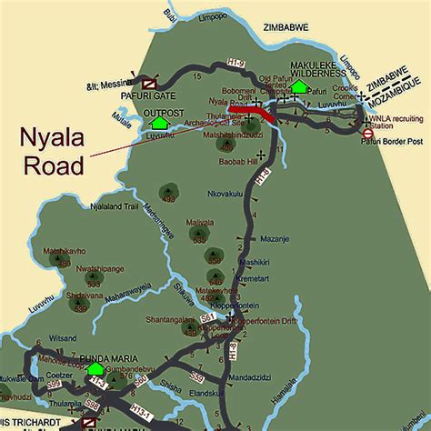 Nyala Road Route Map - Kruger National Park