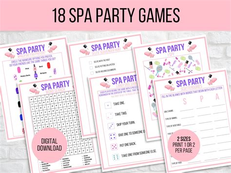 Spa Party Games Printable, Spa Party Activities, Girls Spa Party Games ...