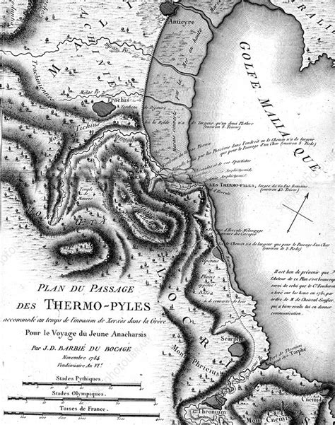 Historical map of Thermopylae - Stock Image - C040/0723 - Science Photo Library