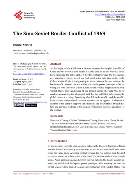 (PDF) The Sino-Soviet Border Conflict of 1969