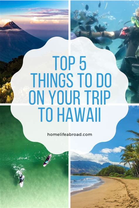 the top 5 things to do on your trip to hawaii, including surfing and swimming